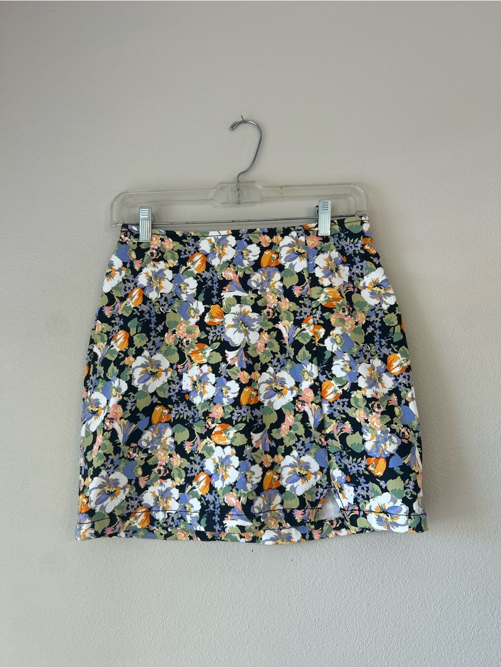 wild fable Navy Floral Mini Skirt with Orange and White Blooms